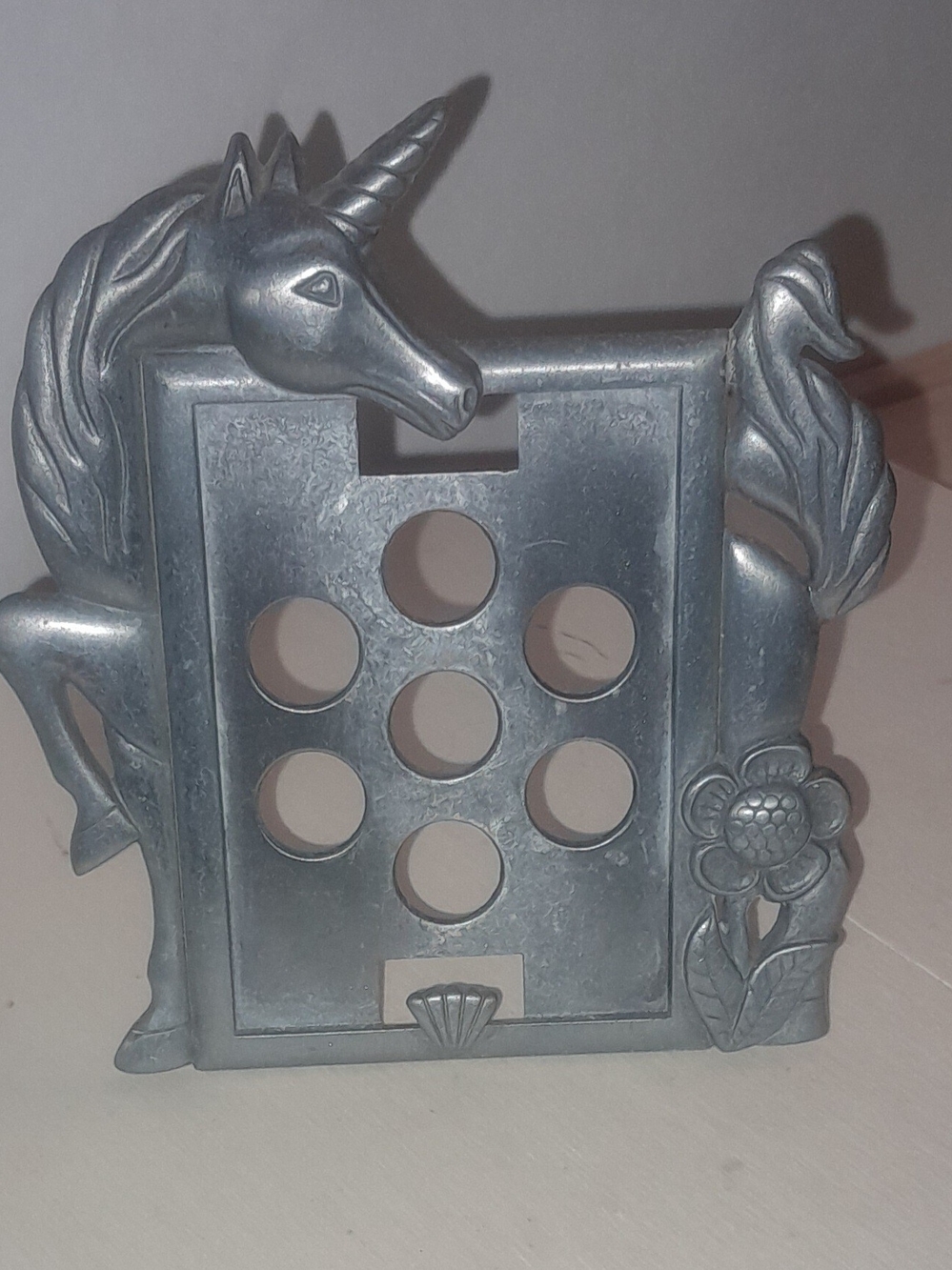 Vintage 1980s Sears pewter unicorn photo frame 2.50" X 3.25" picture size